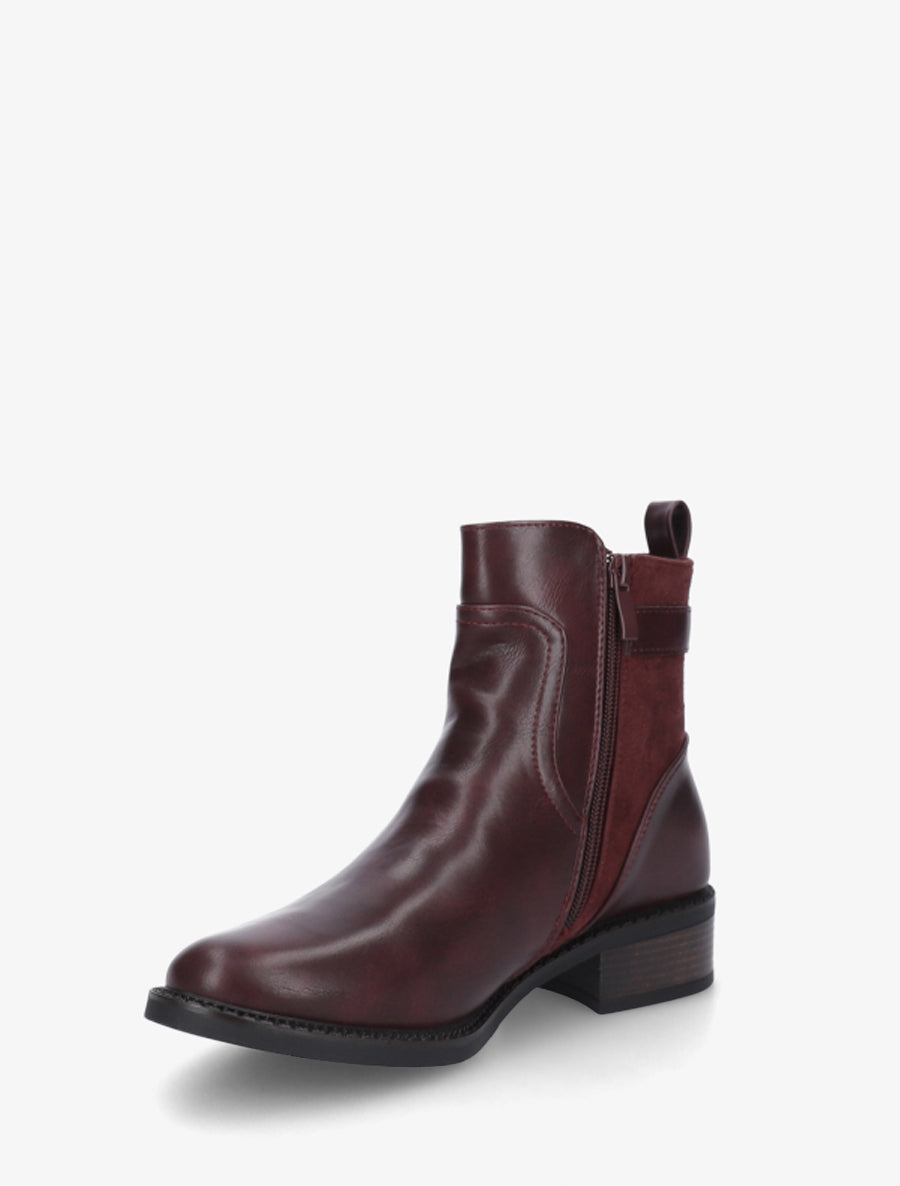 Bottines en simili et suédine - Lie de vin - 3