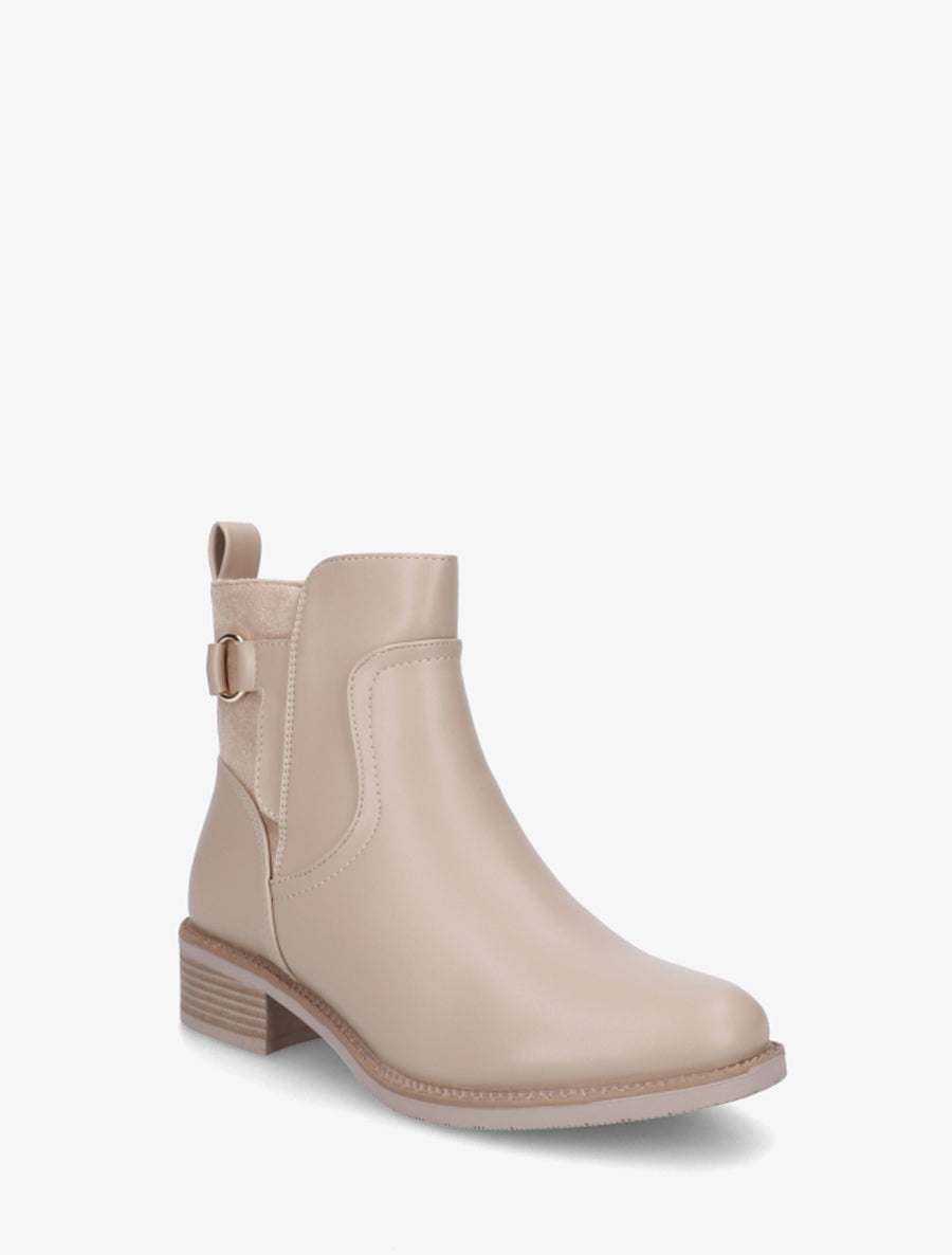 Bottines en simili et suédine - Taupe - 2