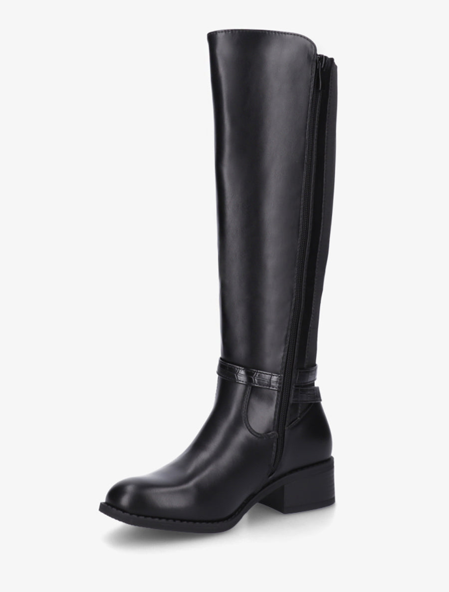 Bottes en simili style cavalière - Noir - 3