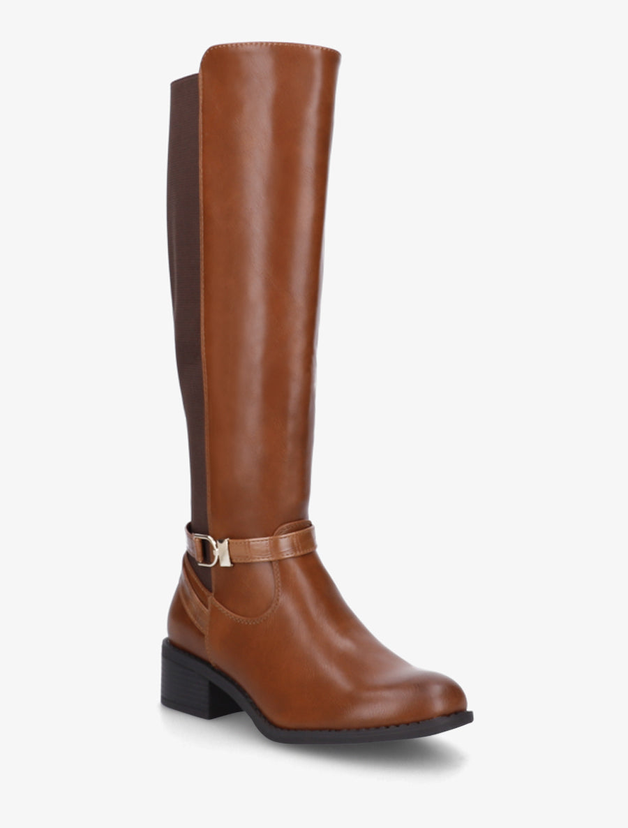 Bottes en simili style cavalière - Camel - 2