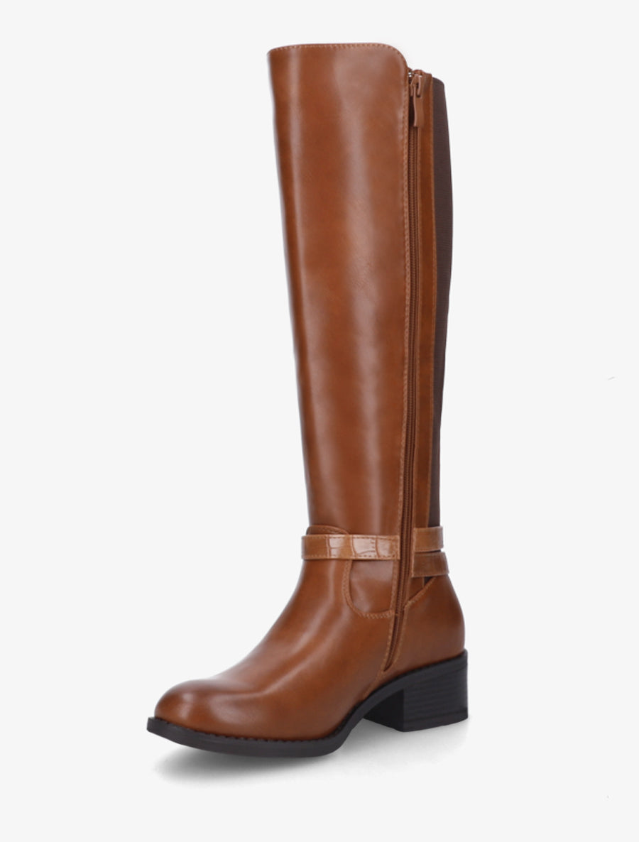 Bottes en simili style cavalière - Camel - 3