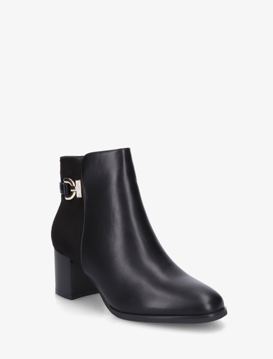 Bottines bimatière à boucle strassée - Noir - 2