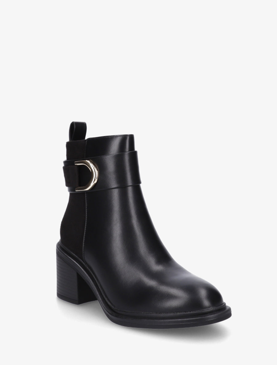 Bottines bimatière à talon bloc - Noir - 2