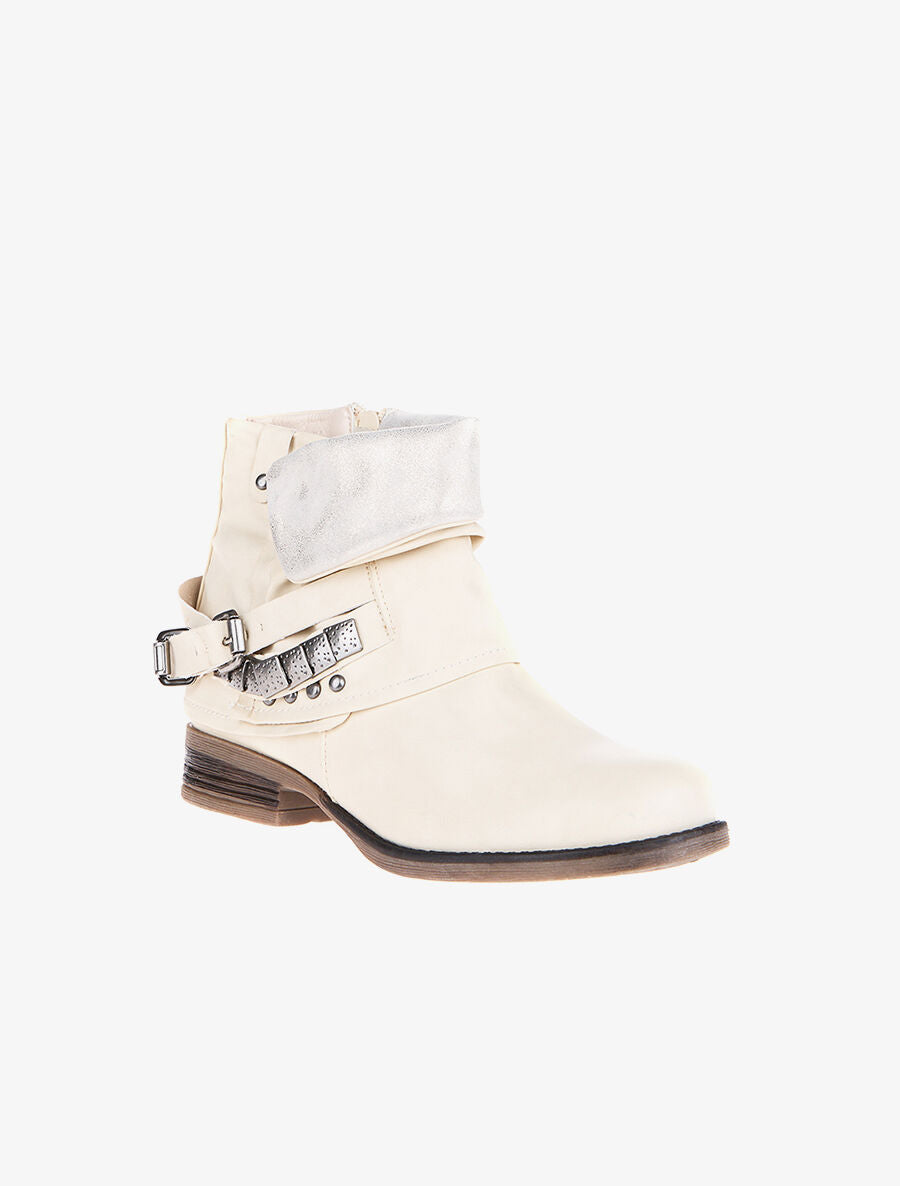 Boots revers irisés lanières unies - beige - 2