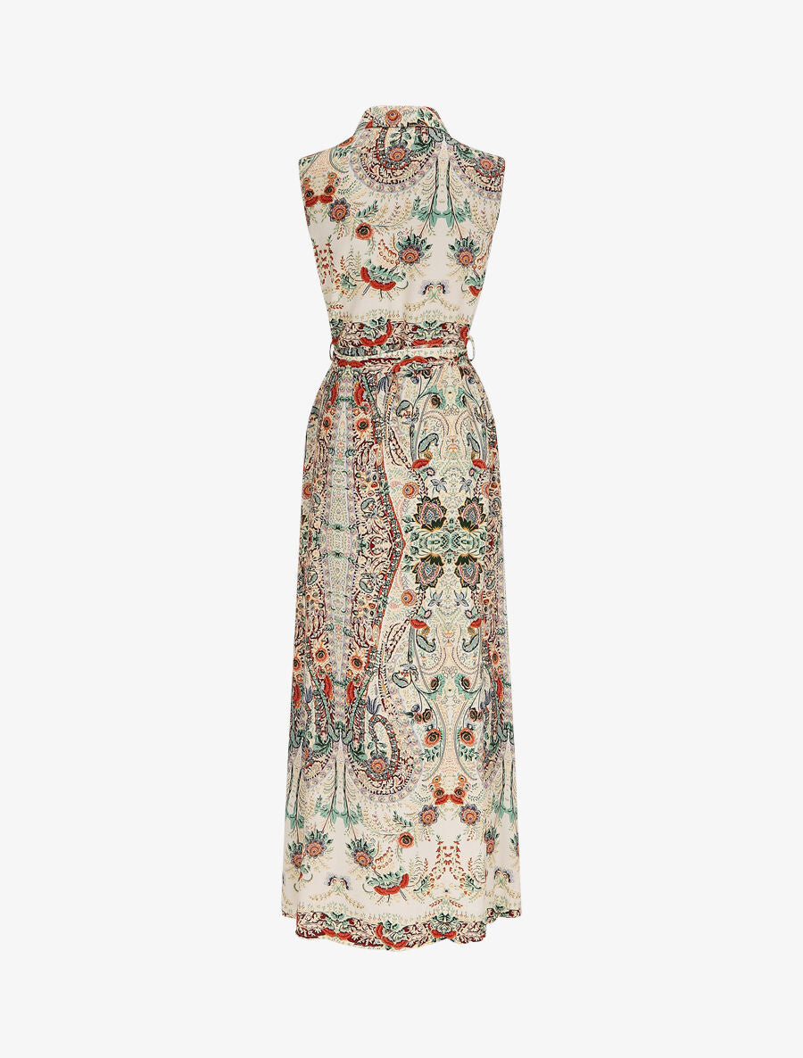 Robe chemise longue imprimé floral stylisé - Beige - 2