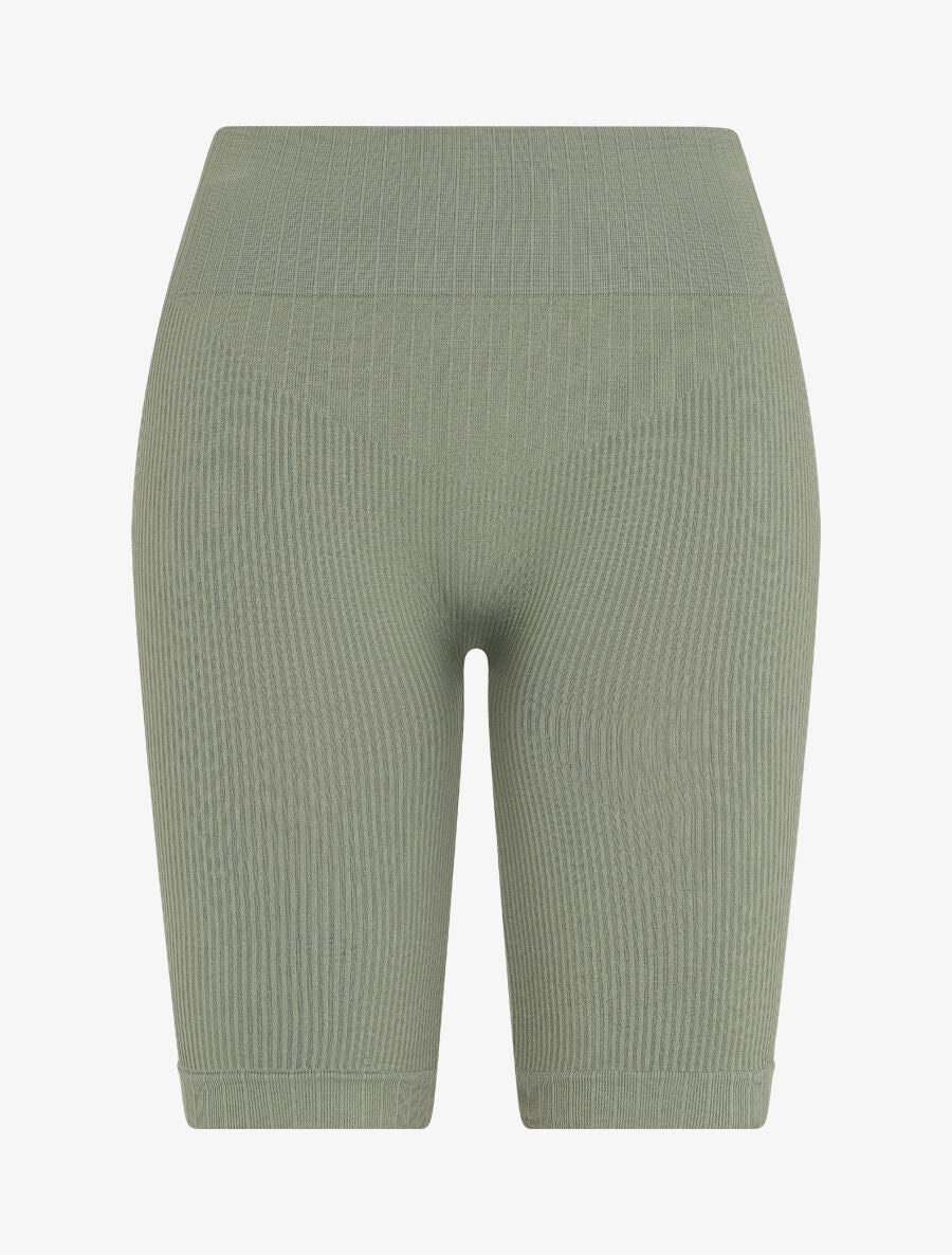 Cycliste côtelé à taille haute - Kaki - 1