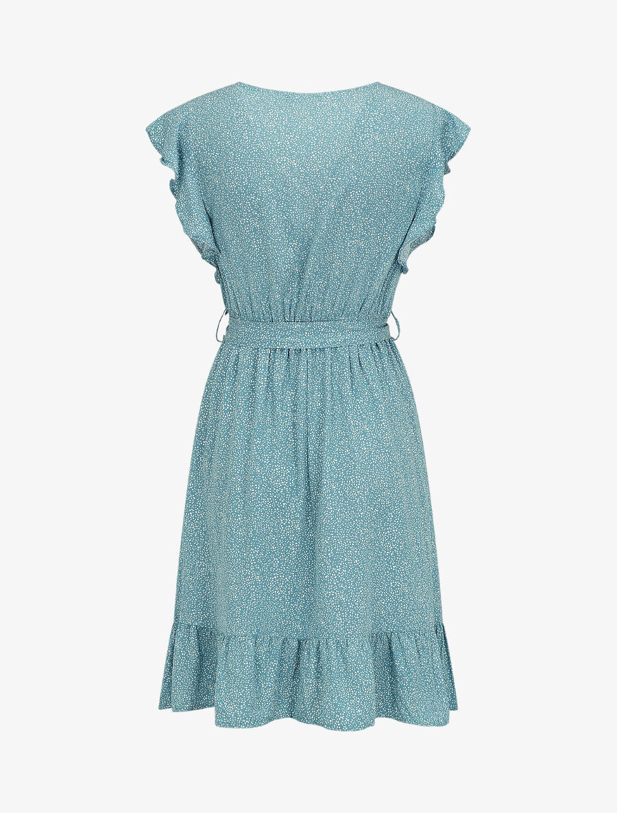 Robe mi-longue à imprimé fleuri - Vert d&