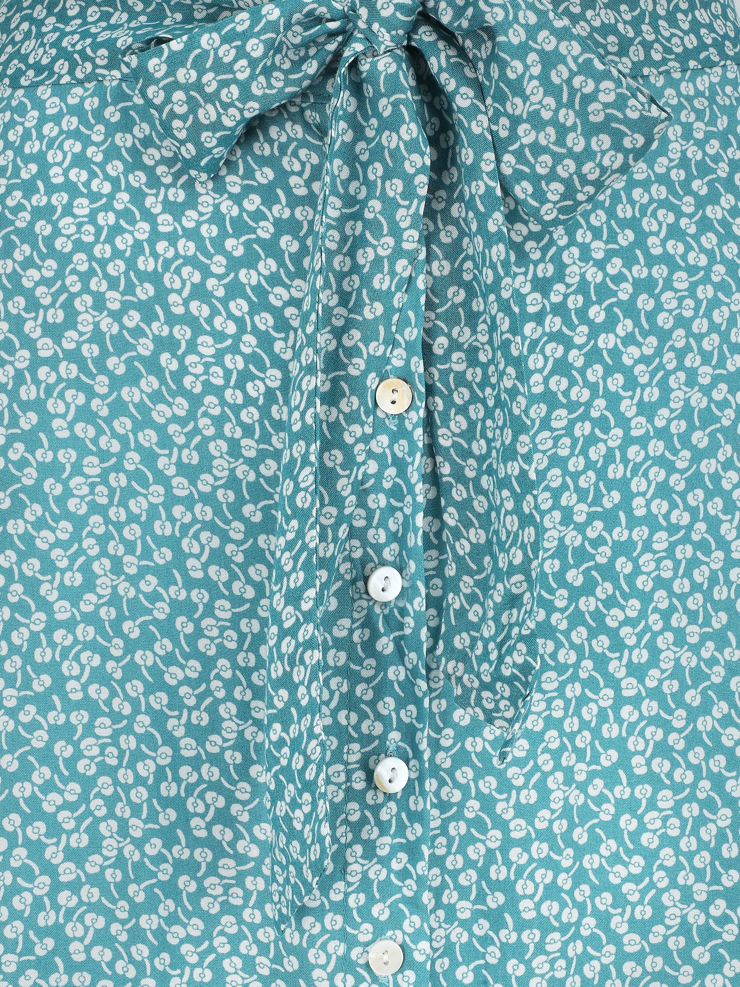 Jupe mi-longue évasée imprimé floral - Bleu clair - 3