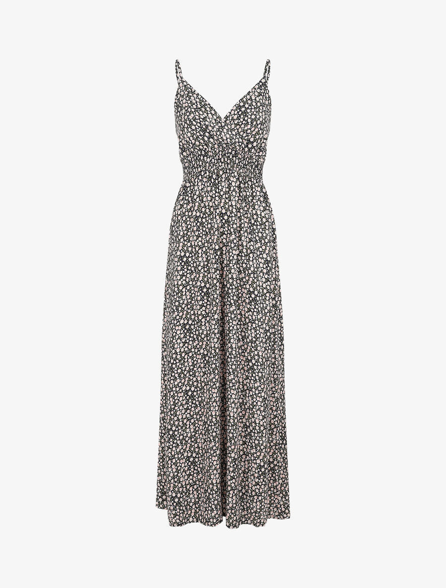 Robe longue à imprimé fleuri - Noir - 4