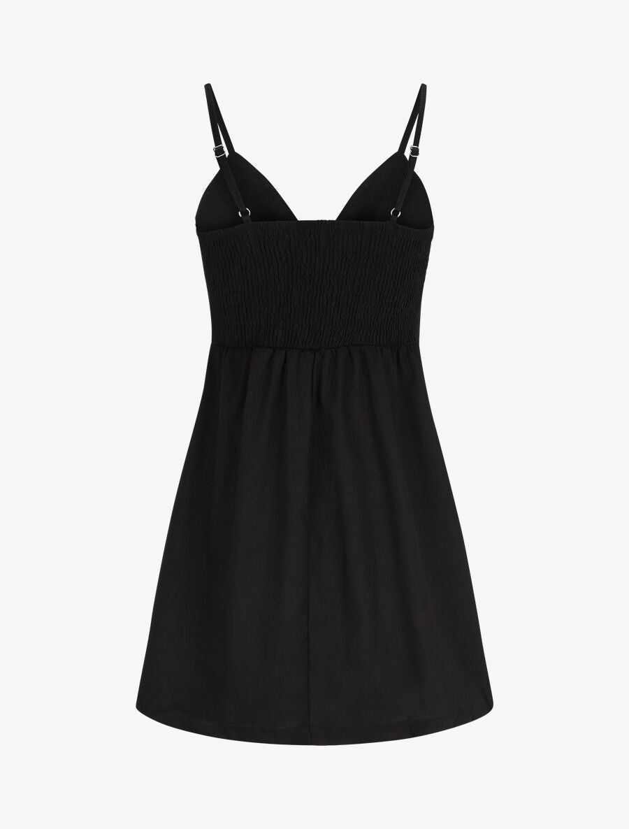 Robe à bretelles et noeud - Noir - 2