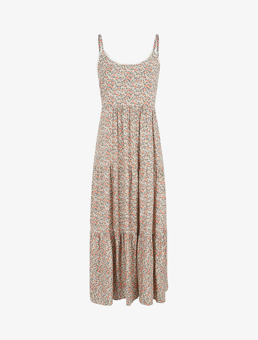 Robe longue à imprimé petites roses - Rose - 1