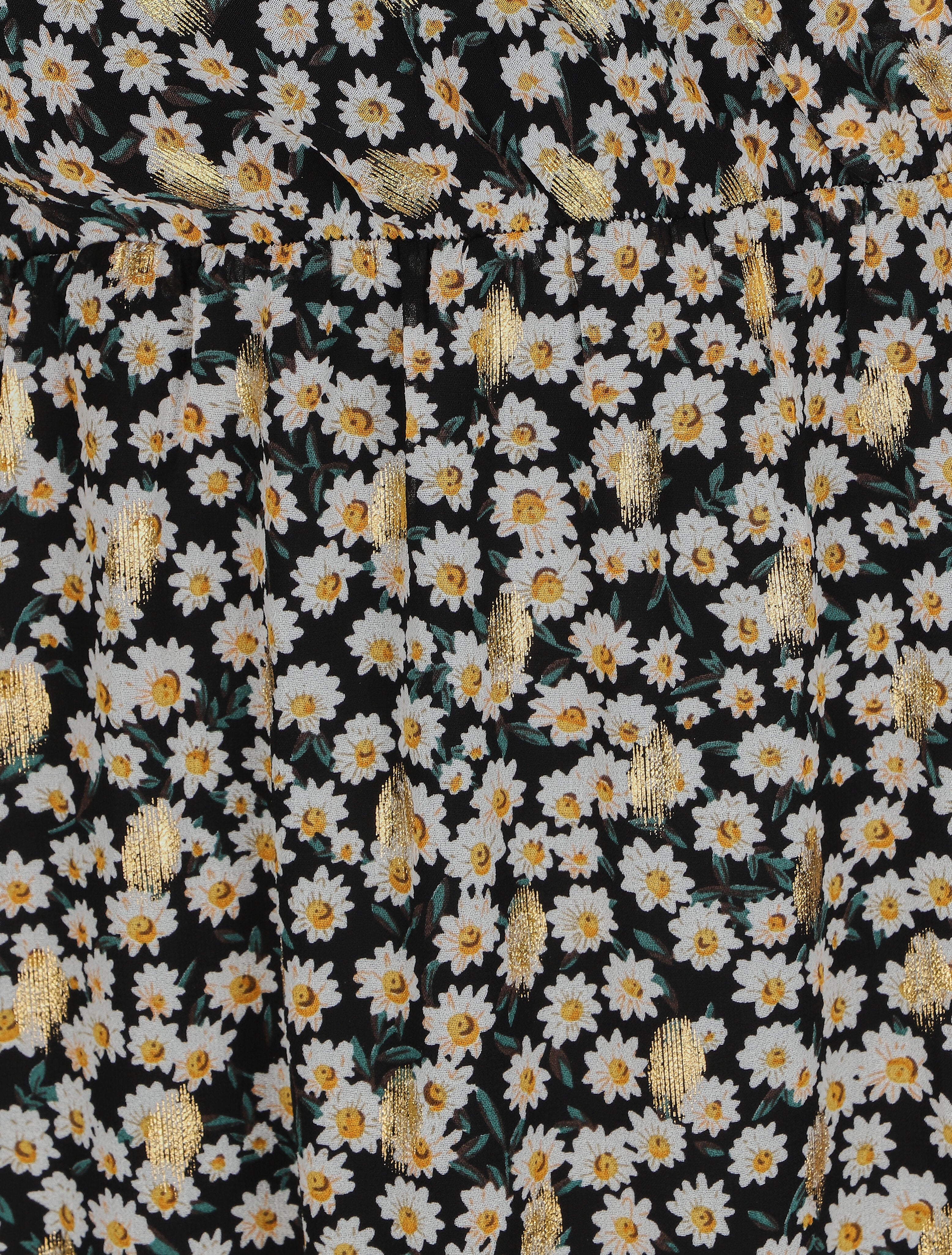 Robe bretelles à noeud imprimé marguerites - Noir - 3