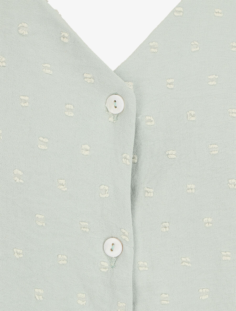Blouse unie à manches volantées - Vert d&