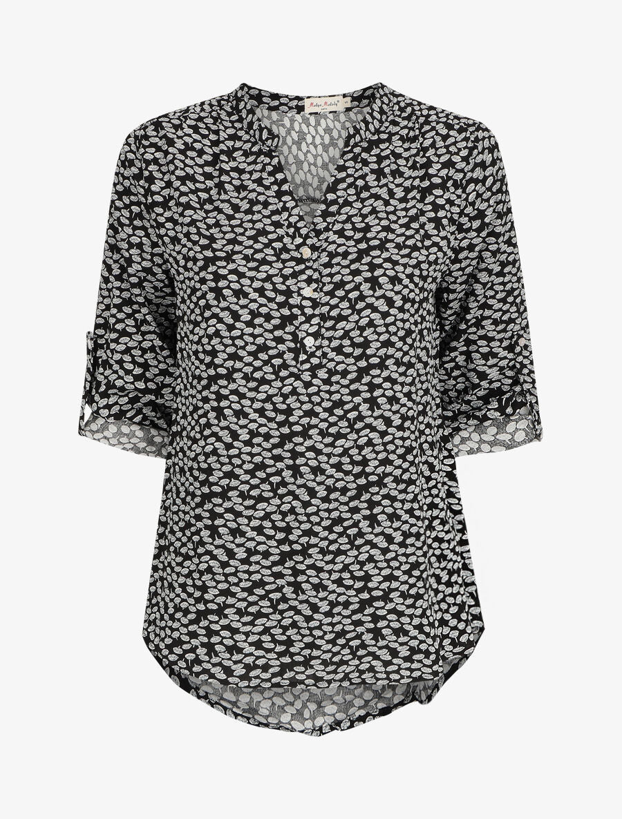Blouse à imprimé pissenlit - Noir - 1