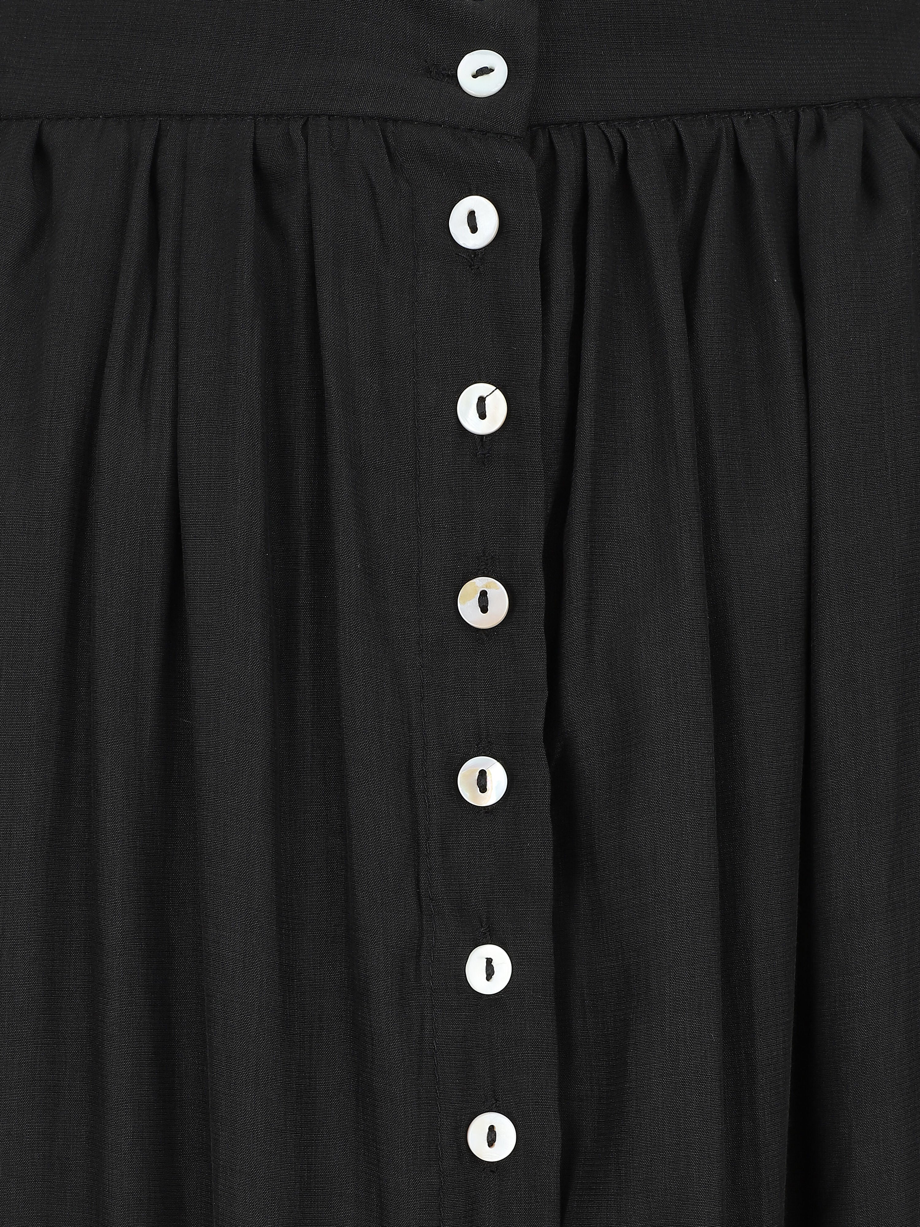 Jupe longue unie boutonnée - Noir - 3