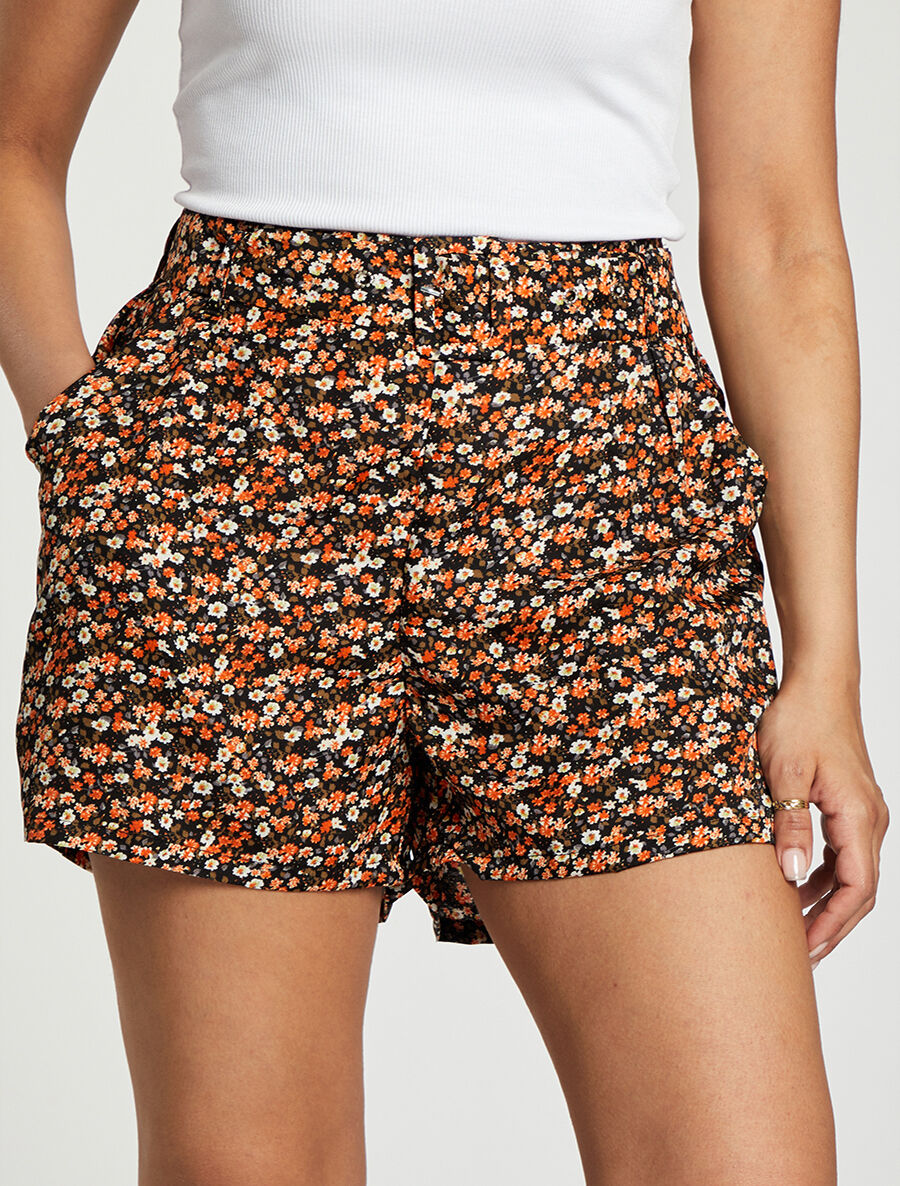 Short à imprimé floral - Noir - 4