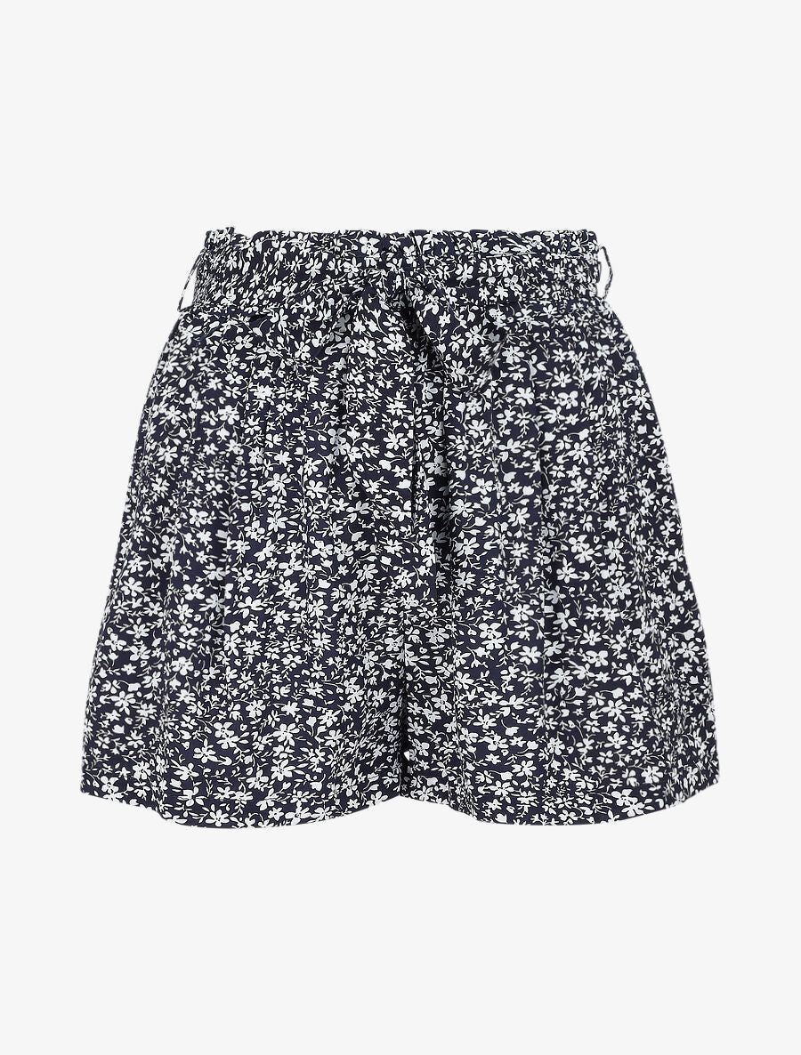 Short à imprimé fleuri - Marine - 1