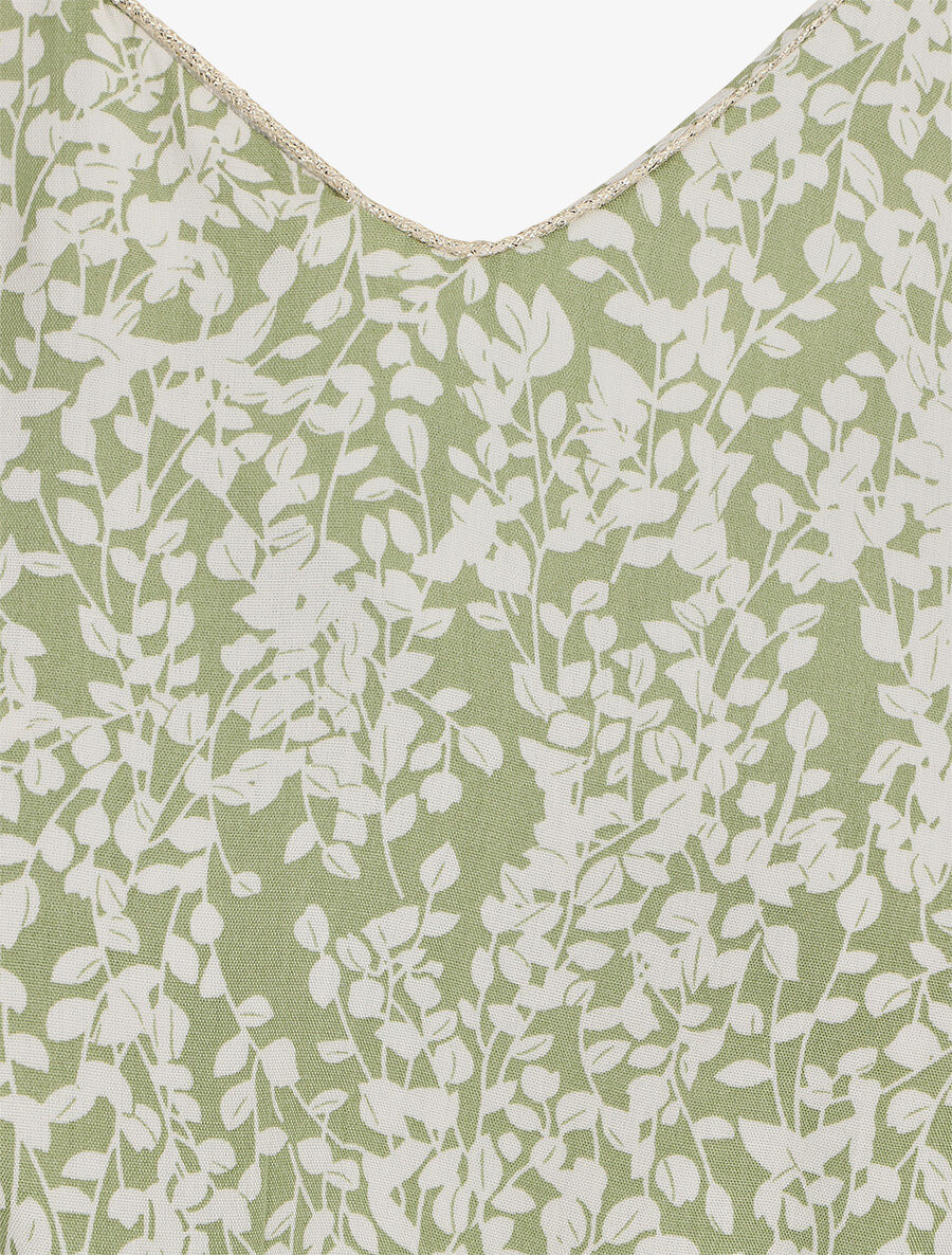 Robe droite à imprimé feuillage - Vert anis - 3