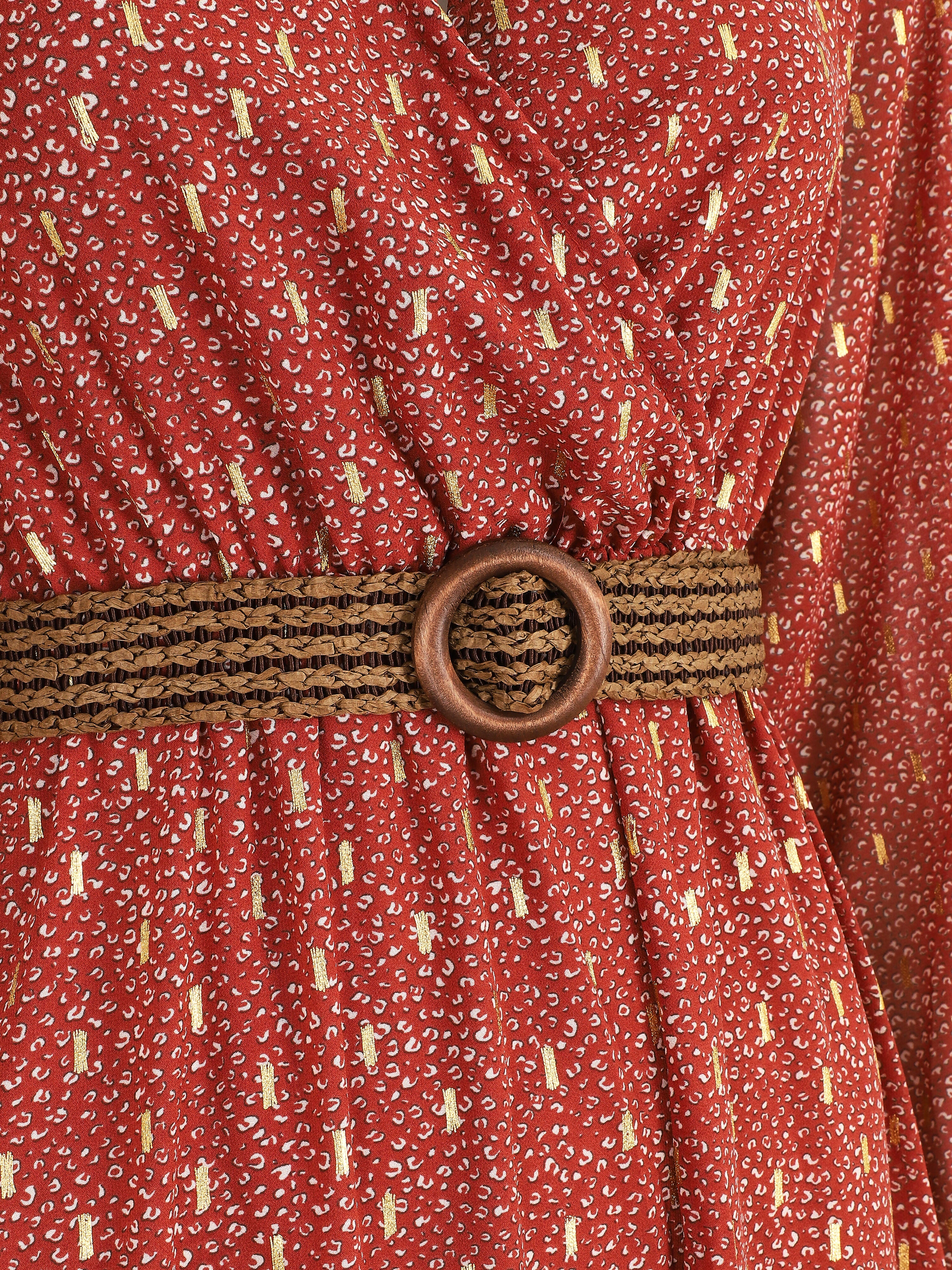 Robe longue en voile léopard irisé - Rouille - 3
