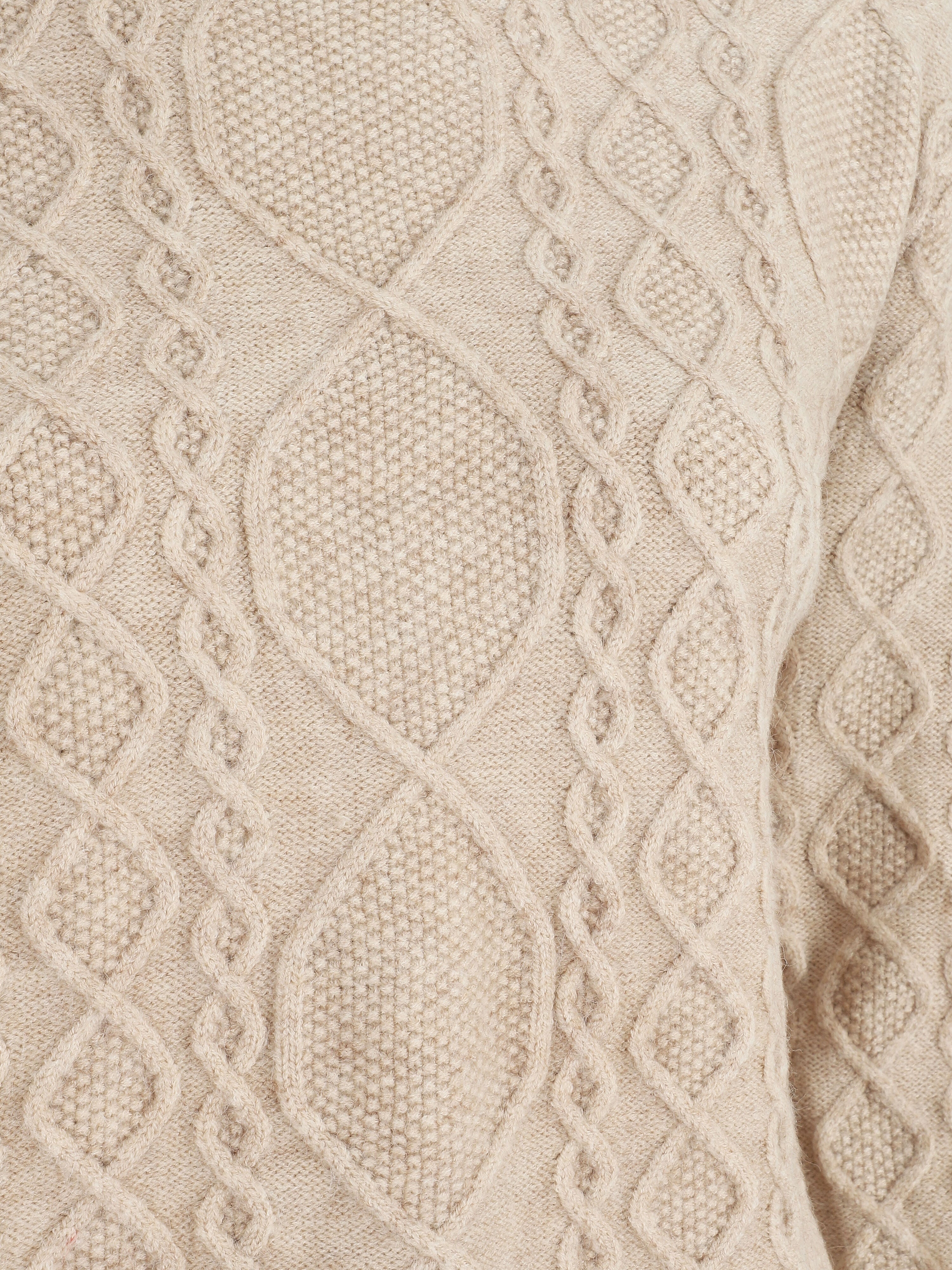 Pull en laine mélangée à motif lignes entrelacées - Taupe - 3