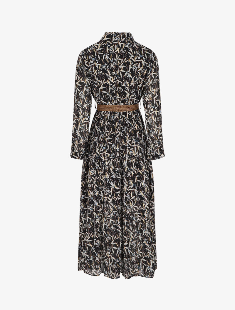 Robe longue à motif feuilles d&