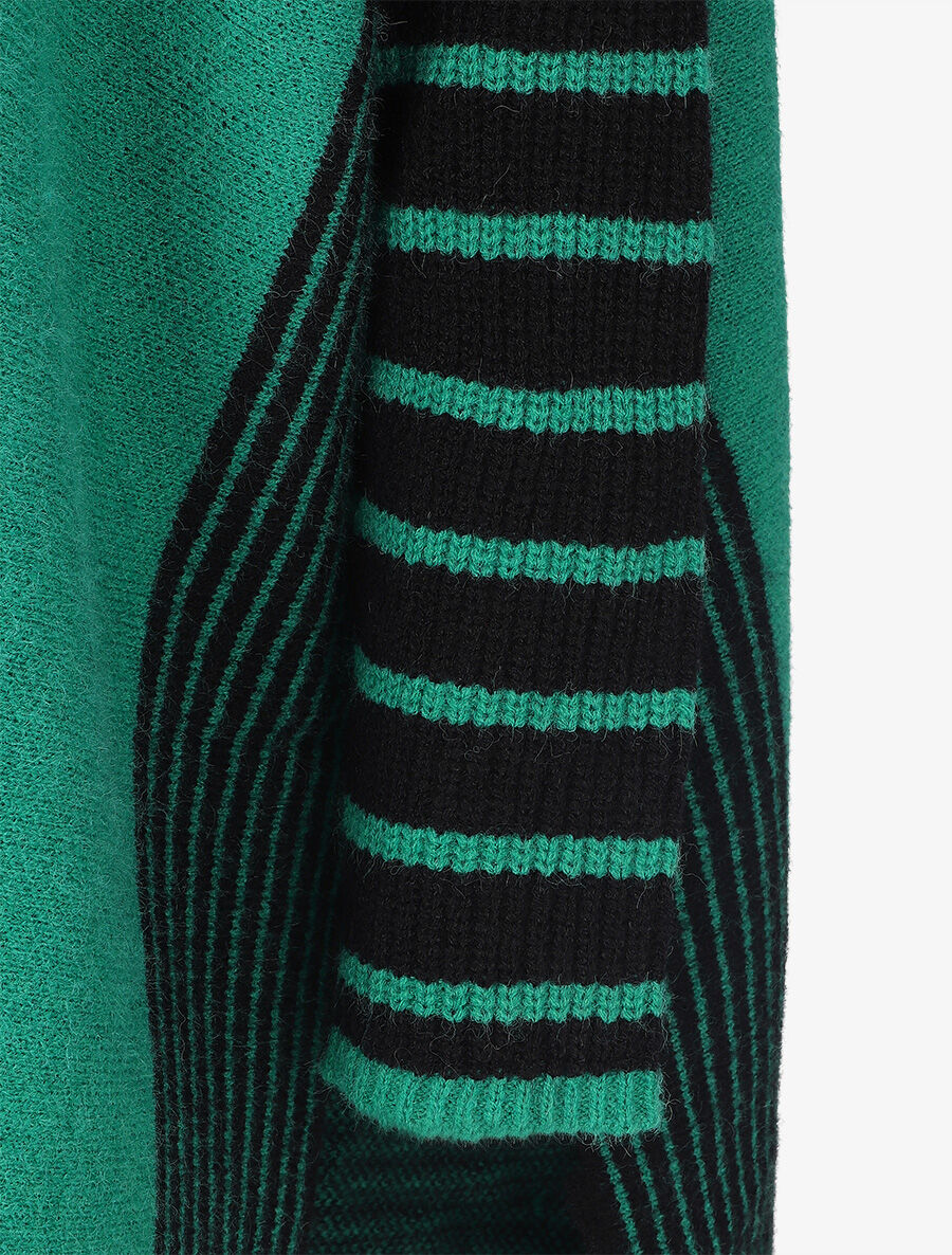 Pull carré oversize à bords rayés - Vert - 3