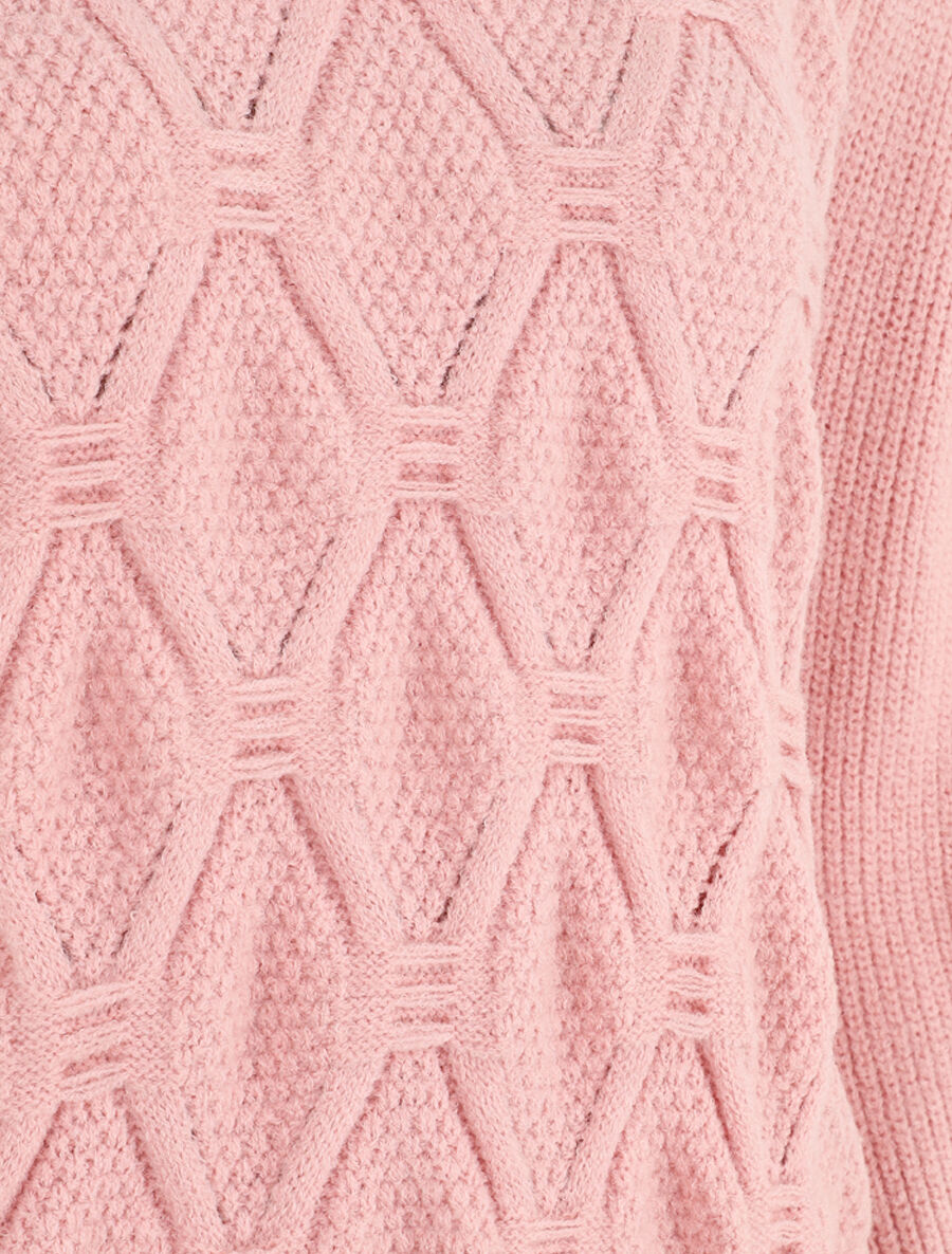 Pull droit en maille stylisée - Rose poudré - 3