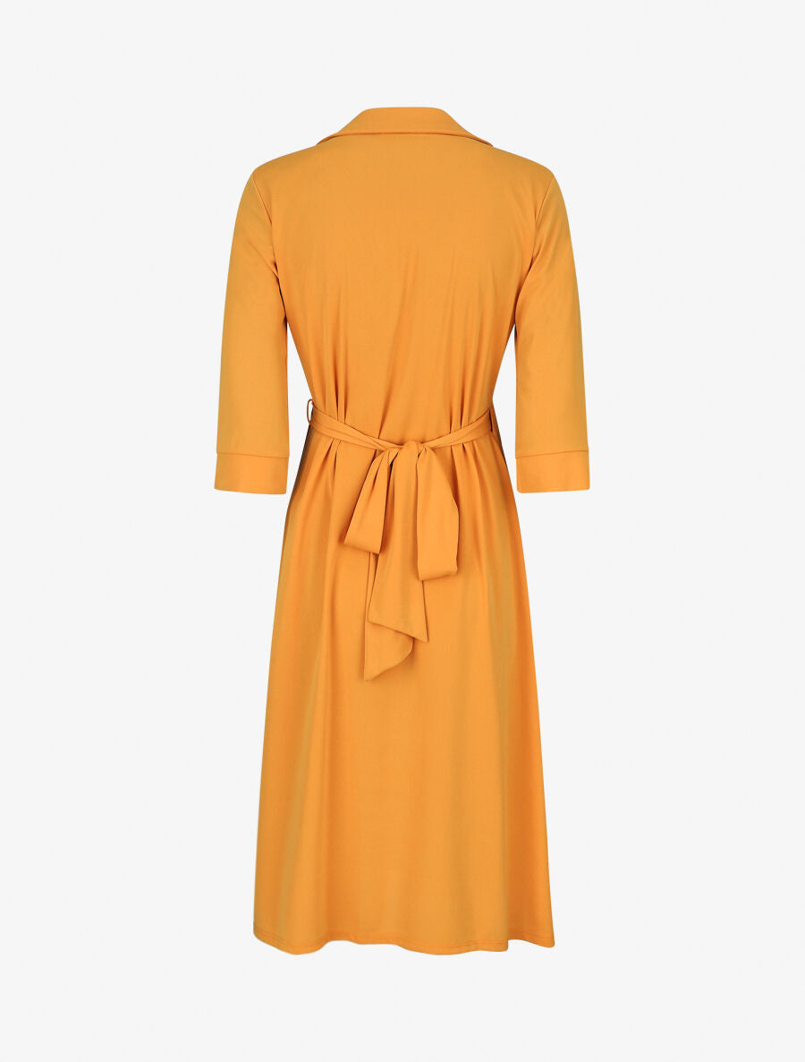 Robe portefeuille unie - Moutarde - 2