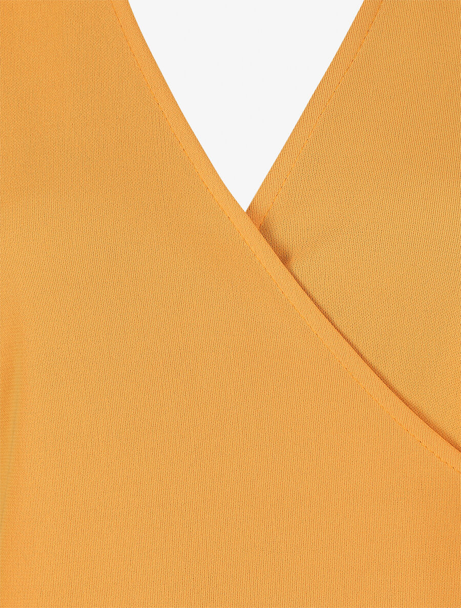 Robe portefeuille unie - Moutarde - 3