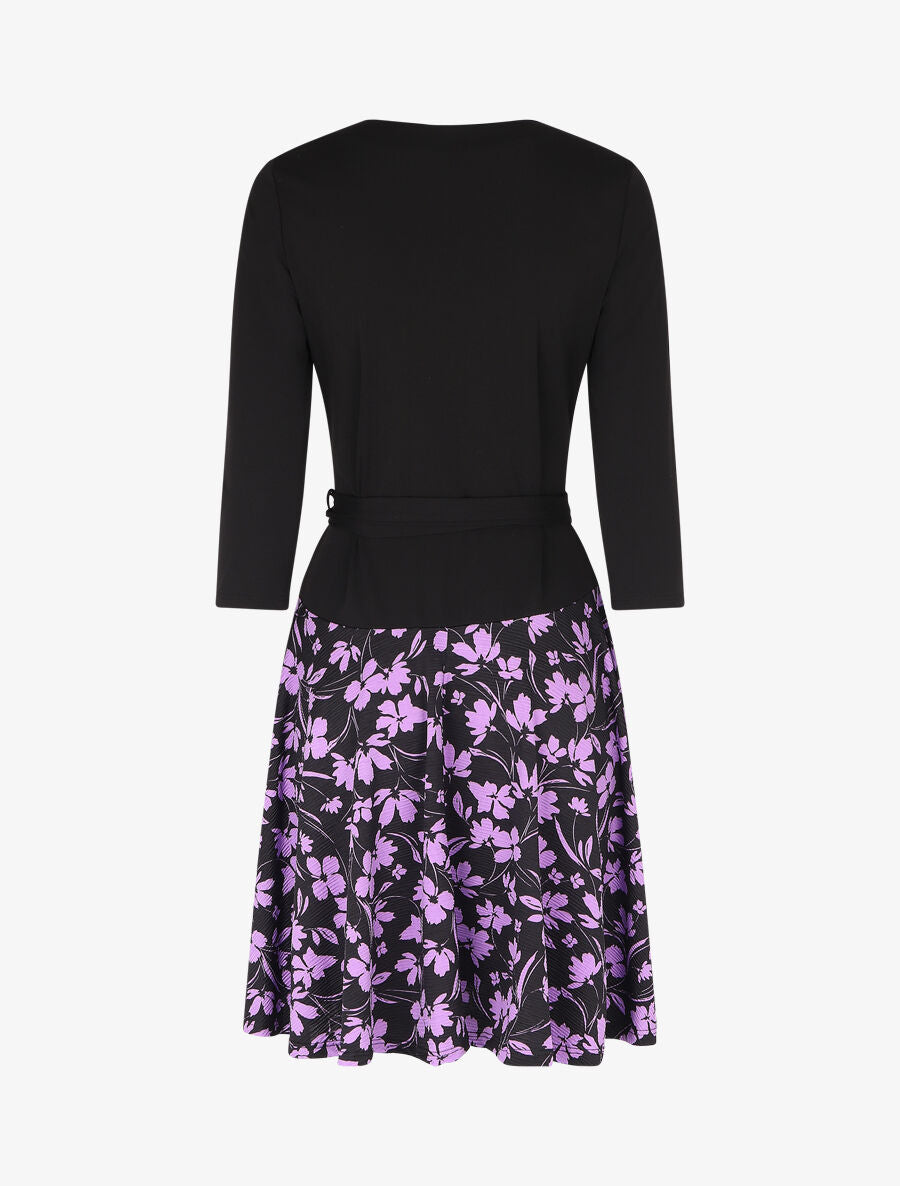 Robe mi-longue portefeuille à imprimé fleuri - Violet - 2