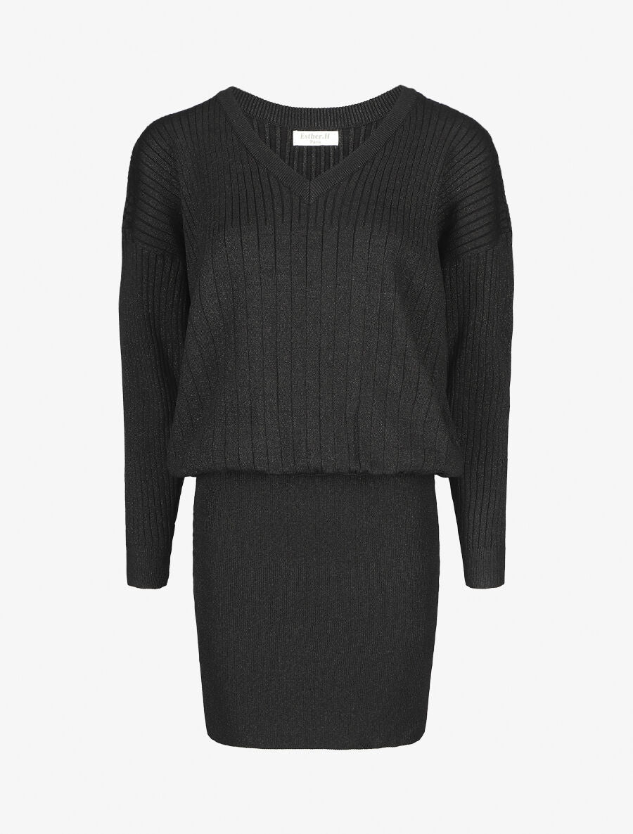 Robe pull stretch pailletté - Noir - 4