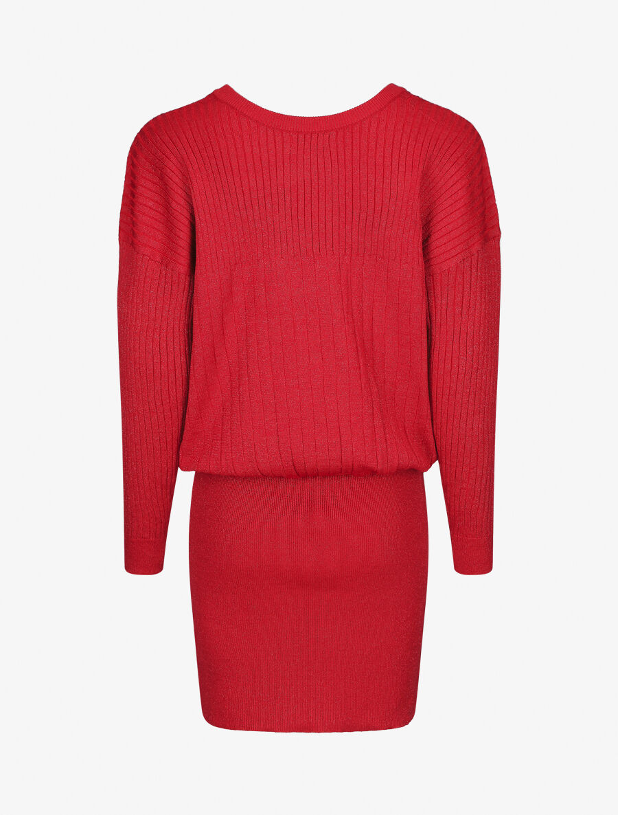 Robe pull stretch pailletté - Rouge - 2