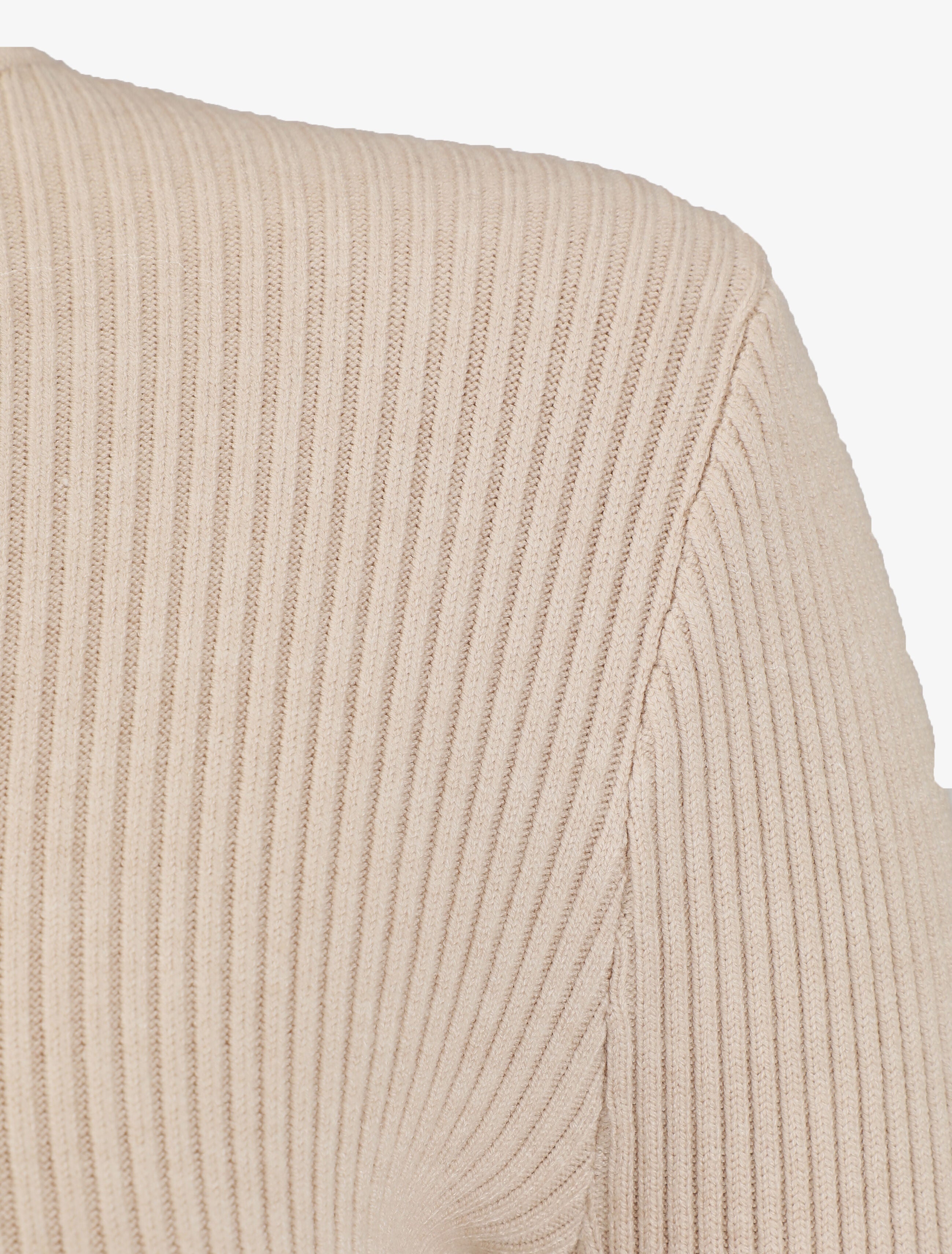 Pull ajusté côtelé à col roulé - Beige - 3