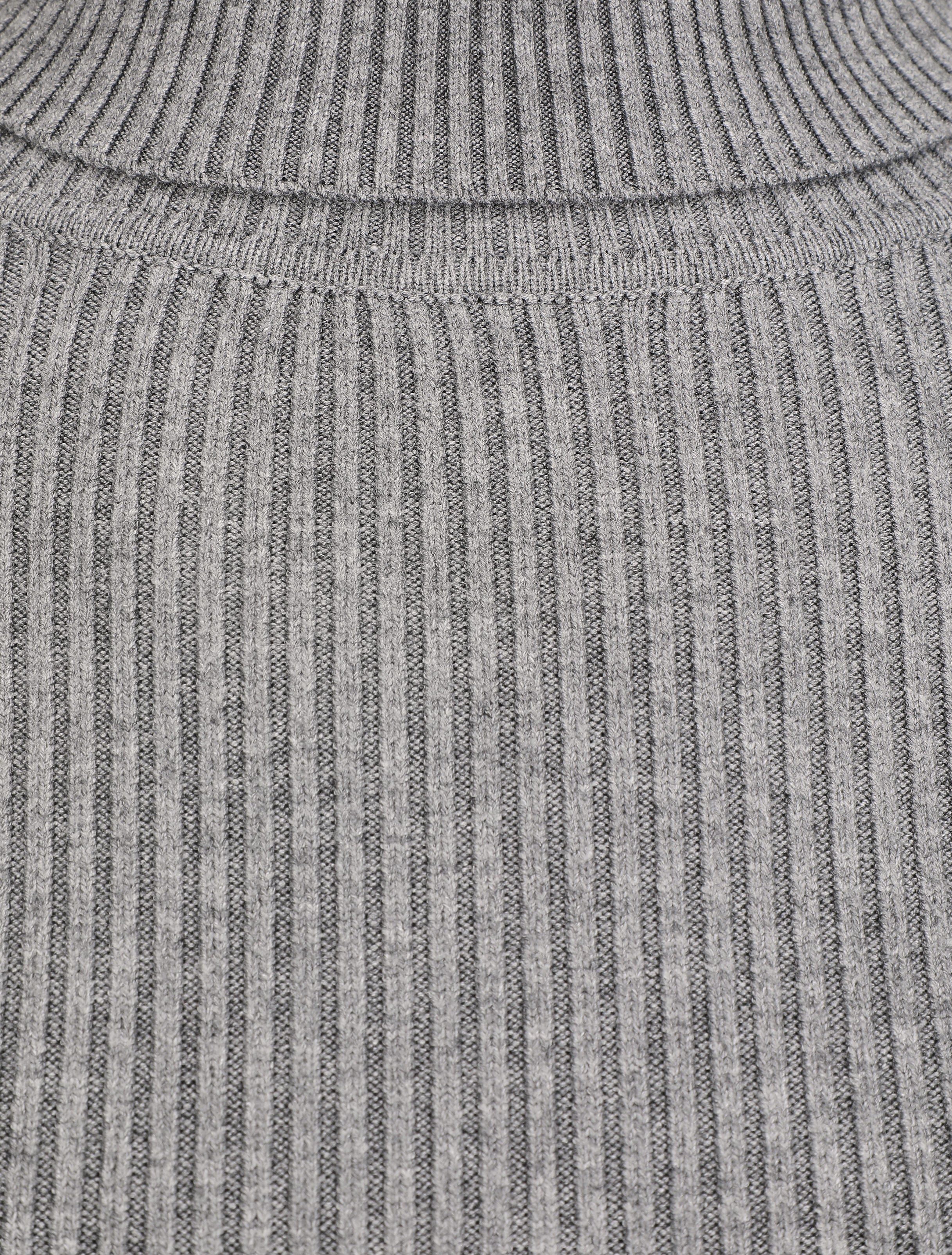 Pull ajusté côtelé à col roulé - Gris - 3