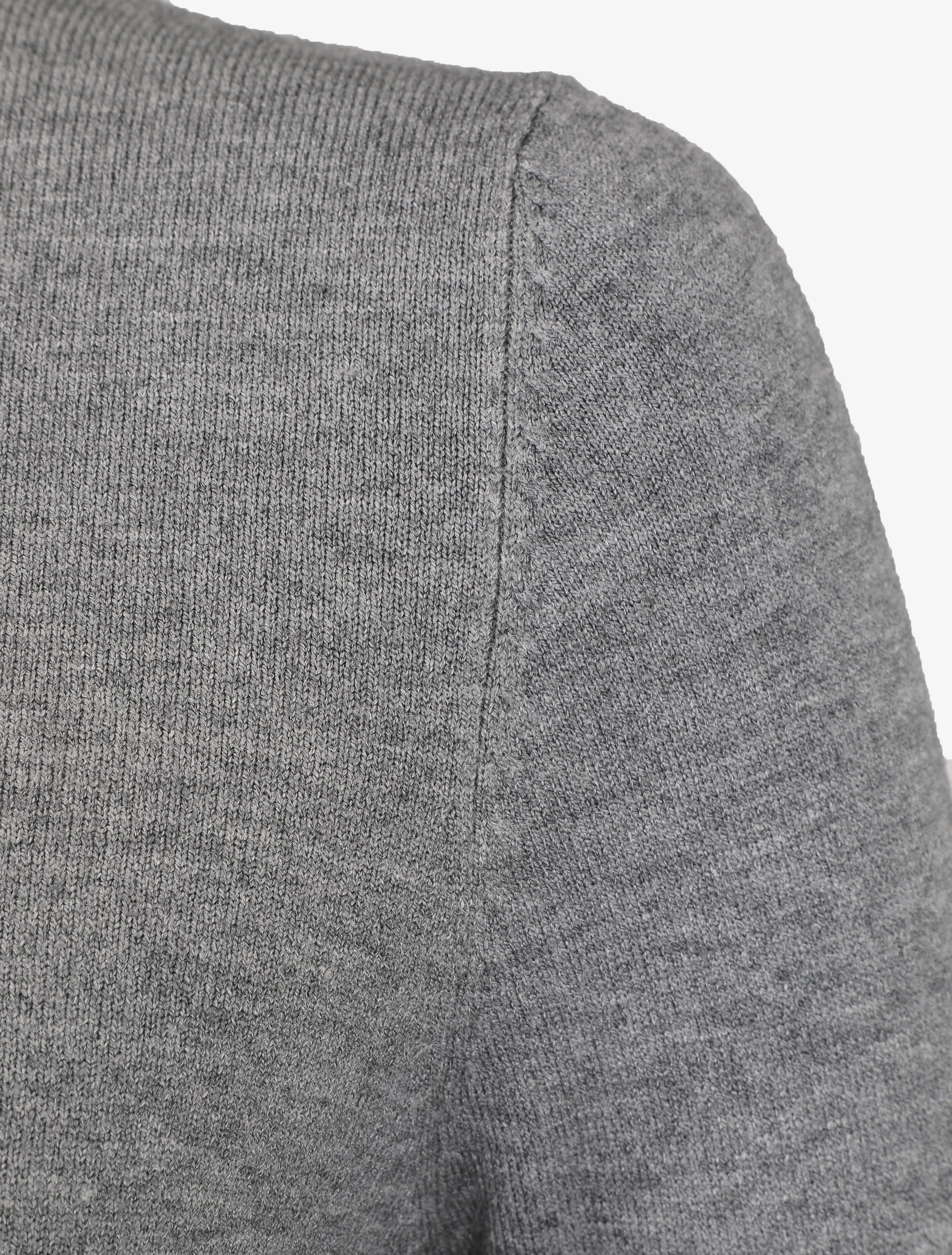Pull fin en laine mélangée à col montant - Gris - 3