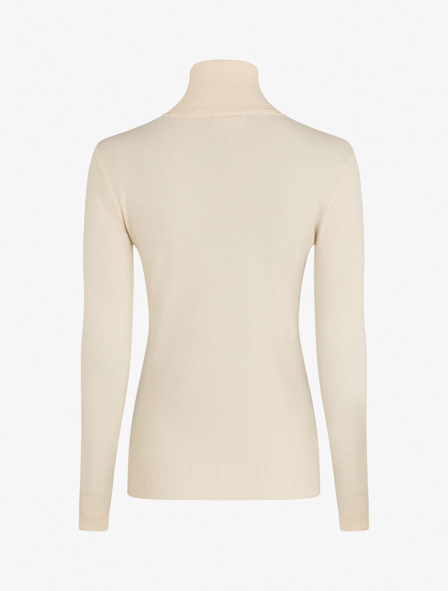 Pull fin en cachemire mélangée à col roulé - Beige - 2