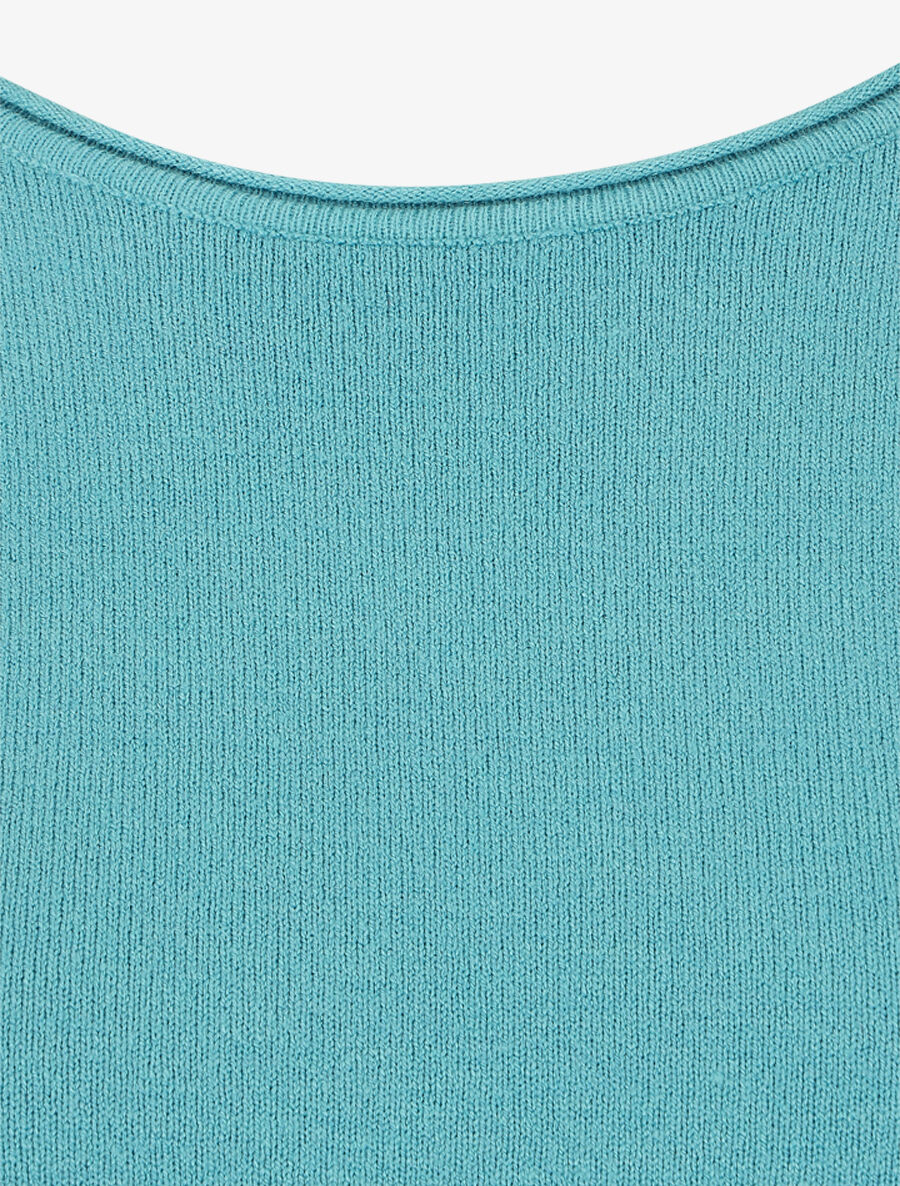 Pull fin en cachemire mélangée à col rond - Vert d&