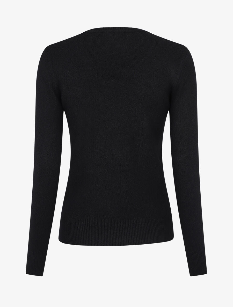 Pull en cachemire mélangée à col V - Noir - 2