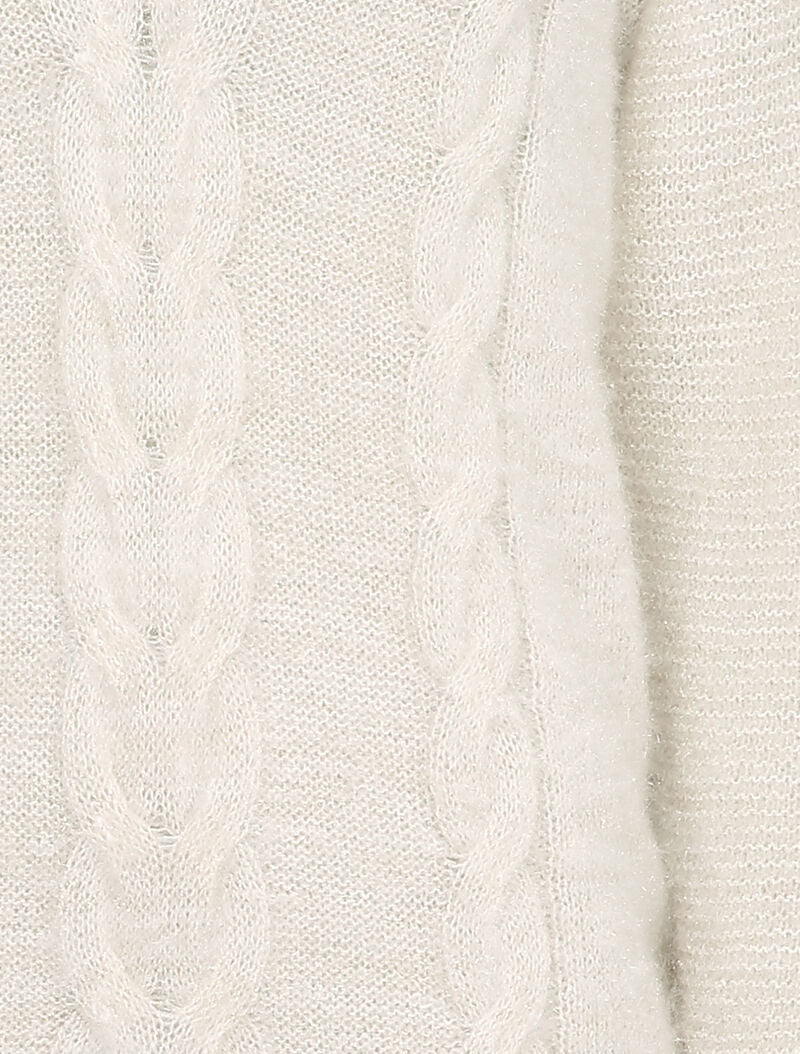 Pull en maille duveteuse tressée - Blanc - 3