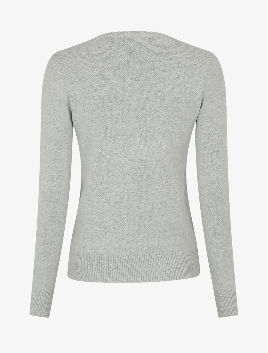Pull en cachemire mélangée à col V - Gris - 2