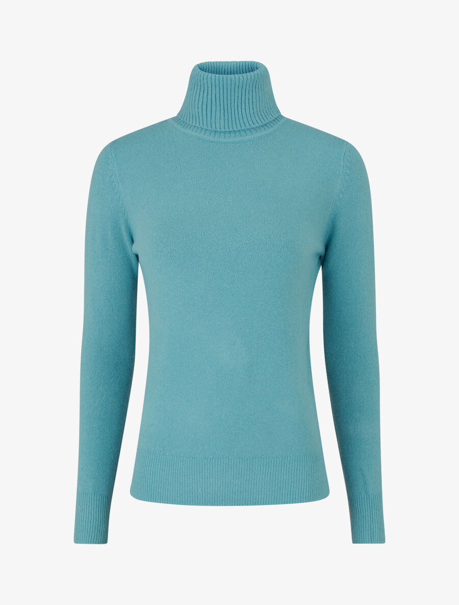 Pull col roulé en laine mélangée - Bleu clair - 1