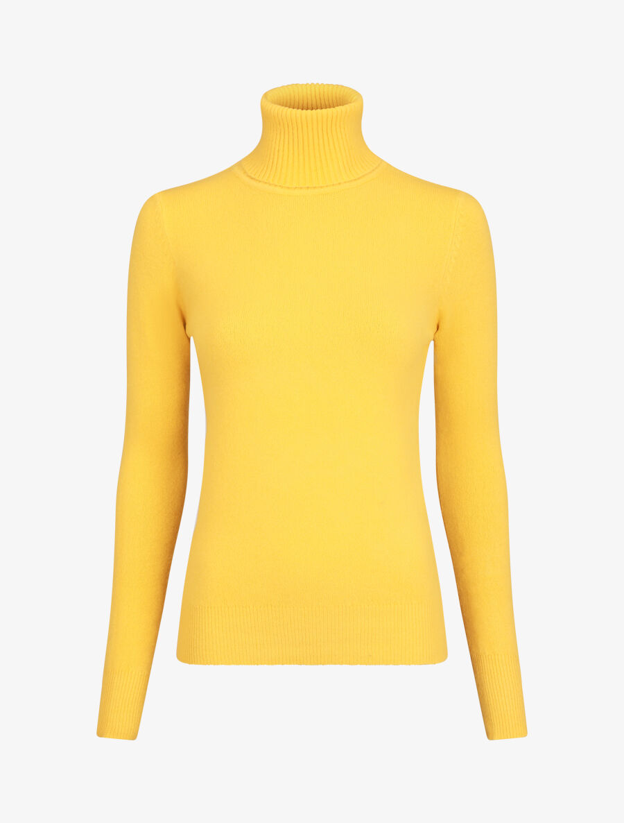 Pull col roulé en laine mélangée - Jaune - 5