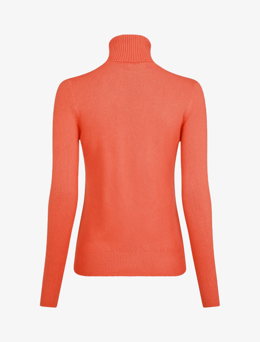 Pull col roulé en laine mélangée - Corail - 2