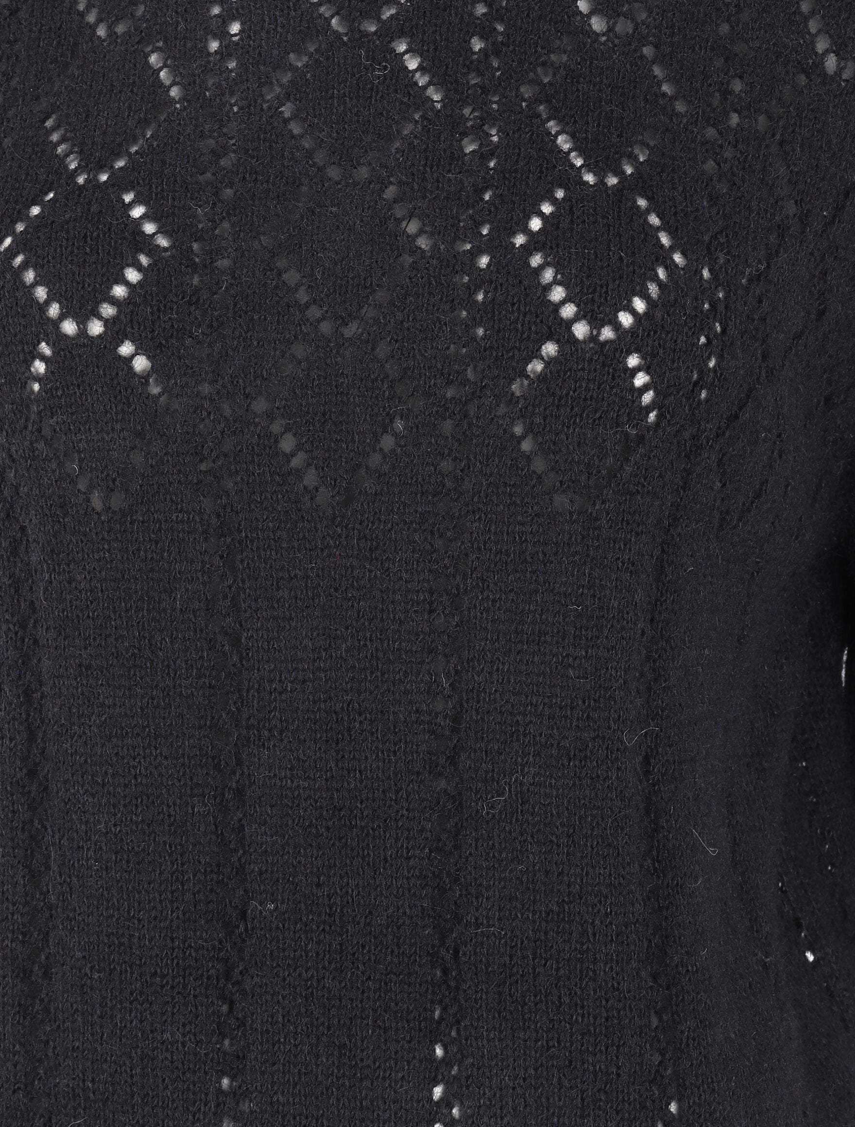 Pull à col rond en maille ajourée - Noir - 3