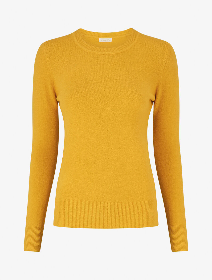 Pull col rond en laine mélangée - Jaune - 1