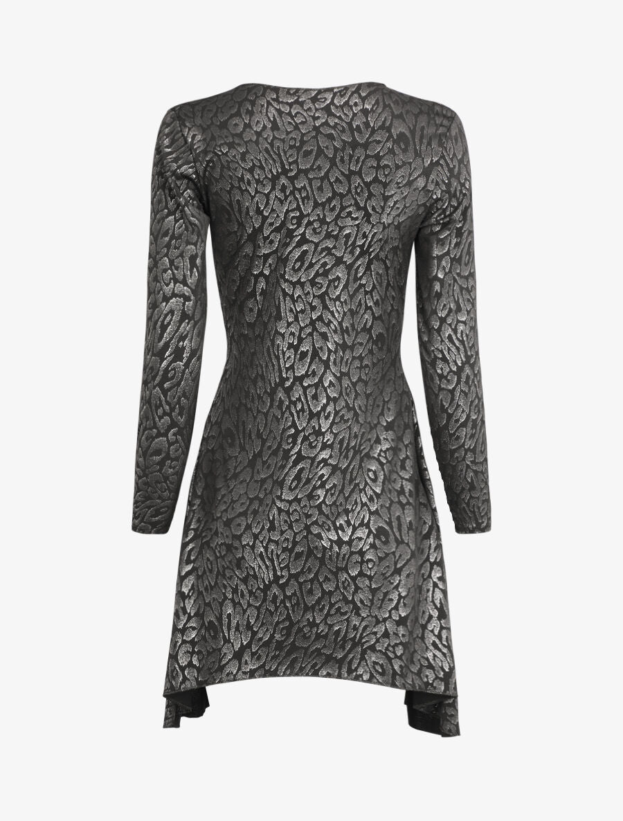Gilet mi-long à motif léopard irisé - Noir - 2