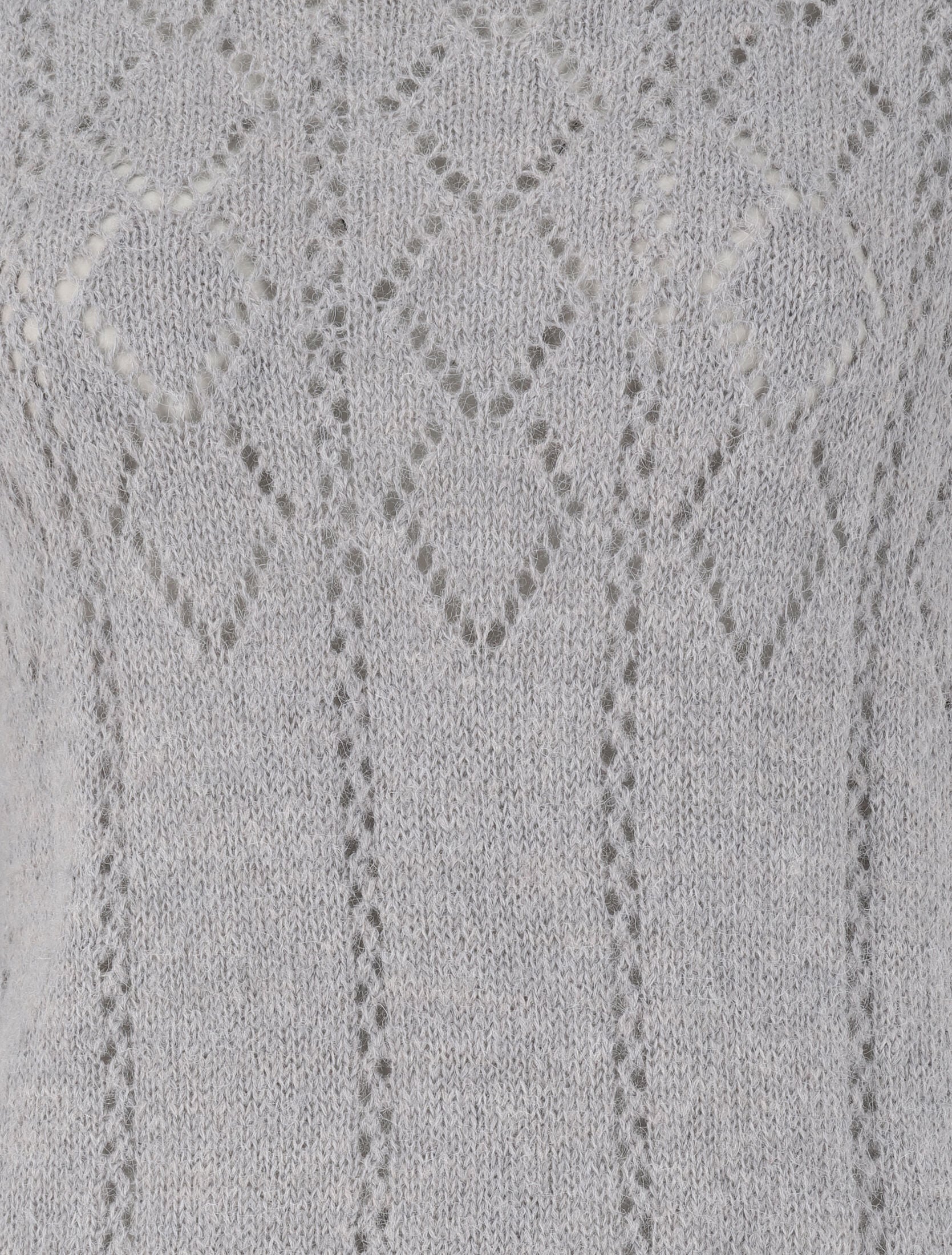 Pull à col rond en maille ajourée - Gris - 3