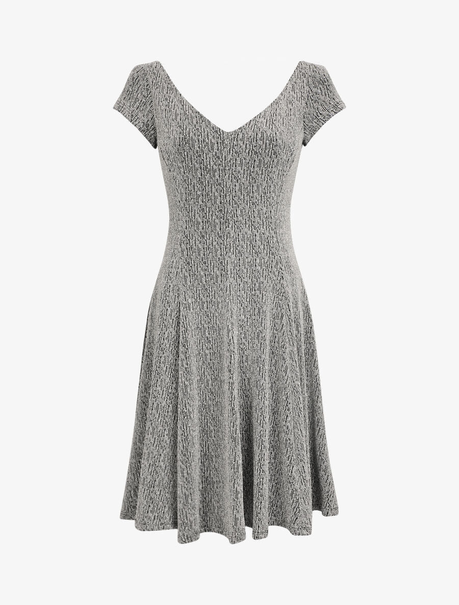 Robe patineuse irisée à col V - Argent - 2