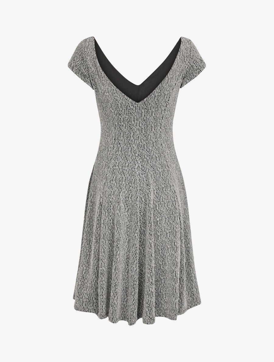 Robe patineuse irisée à col V - Argent - 3