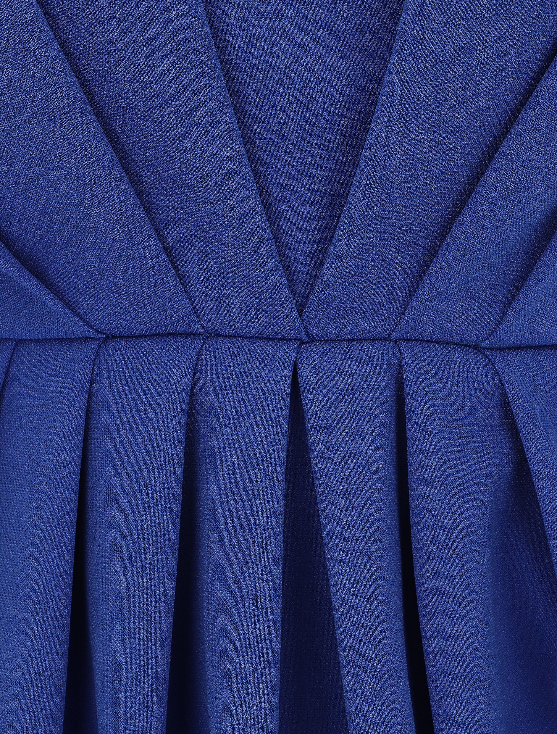 Robe droite effet drapé à col V - Bleu roi - 3
